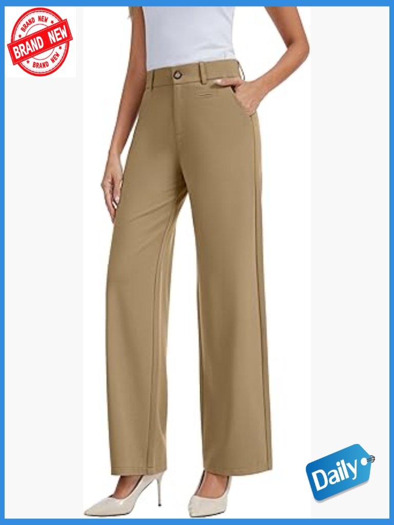 Stretch High Waisted Straight Leg Business Trousers With Deep Pockets